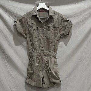 Comptoir Des Cotonniers Khaki military/cargo style jumpsuit